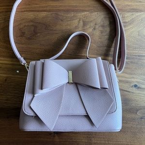 Pink faux leather crossbody bag
